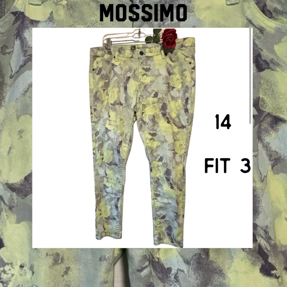 Mossimo Premium Denim Abstract Floral Skinny Jeans Size 14 Fit 3